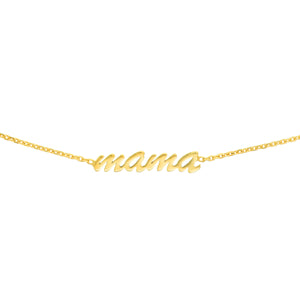 14k Yellow Gold Script "Mama" Necklace