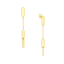 Load image into Gallery viewer, 14k Yellow Gold Thin Paper Clip Dangle Earrings
