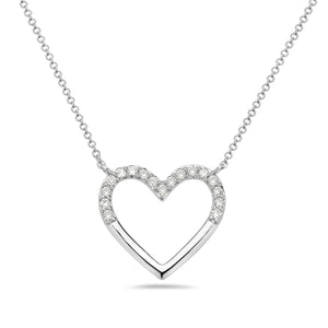 One Ladies 14k White Gold Diamond Heart Pendant on an adjustable 16"-18" 14k White Gold Chain