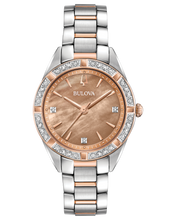 Load image into Gallery viewer, Ladies Rose and White Tone Stainless Steel Bulova Watch
