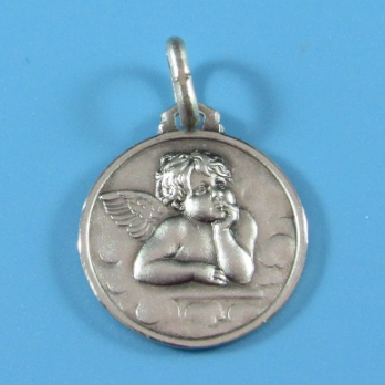 Dobbs Sterling Silver Rhodium Plated Angel Raphael Medal (12mm)