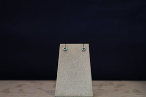 14k White Gold Emerald and Diamond Earrings