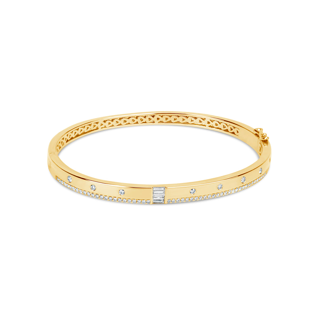 14k Yellow Gold Diamond Cuff Bracelet