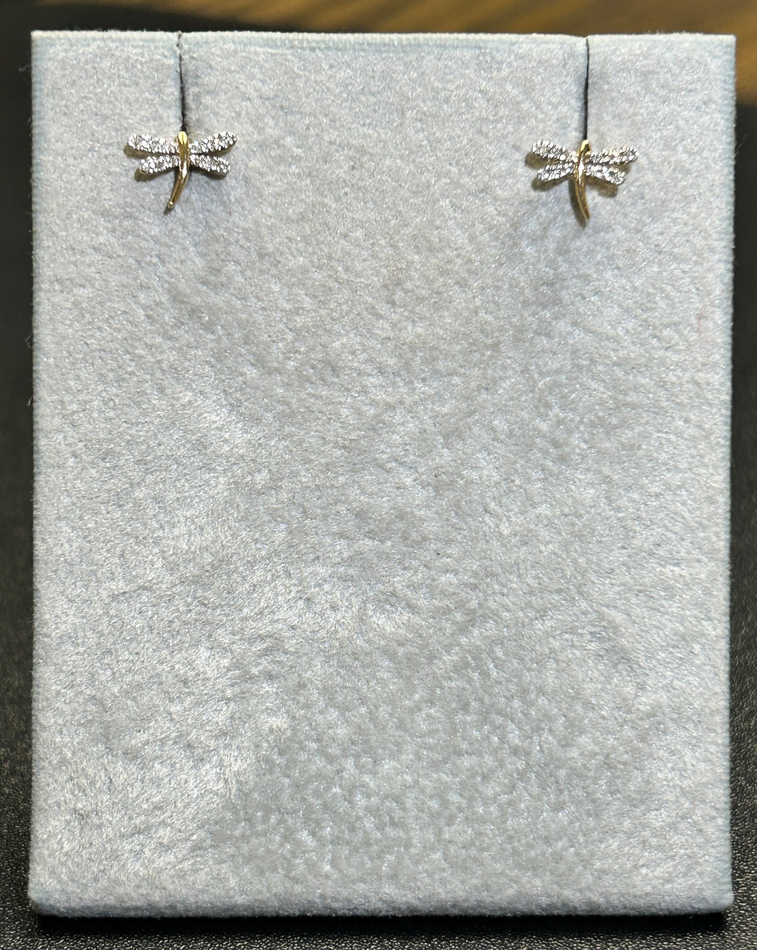 Ladies Dilamani 14k Yellow Gold Diamond Dragonfly Stud Earrings