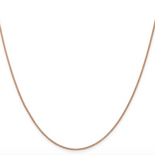 Load image into Gallery viewer, 14k Rose Gold 0.95mm 18&quot; Diamond Cut Open Franco Chain

