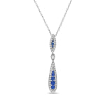 14k White Gold Sapphire and Diamond Drop Pendant