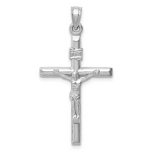 Load image into Gallery viewer, 14k White Gold Hollow Crucifix Pendant
