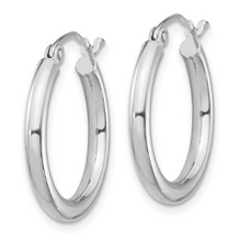 Load image into Gallery viewer, Sterling Silver Rhodium Plated Round Hoop Earrings (2.5mm)
