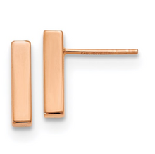 Load image into Gallery viewer, 14k Rose Gold Polished Post Bar Earrings
