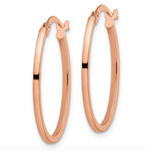 Load image into Gallery viewer, 14k Rose Gold Polished Oval Hoop Earrings
