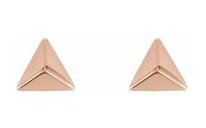 14k Rose Gold 3D Pyramid Post Earrings
