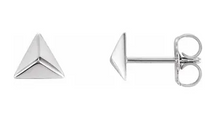 Load image into Gallery viewer, Sterling Silver 3D Pyramid Earrings
