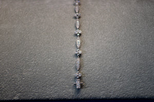 14k White Gold Diamond Antique Style Tennis Bracelet