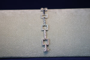 14k White Gold Diamond Square and Coil Bracelet