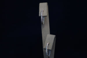 14k White Gold Diamond Inside Outside Hoop Earrings