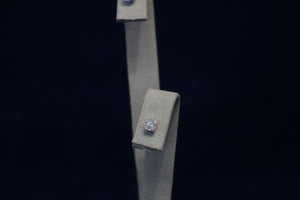 14k White Gold Diamond Cushion Halo Earrings