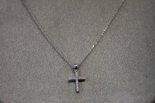 Load image into Gallery viewer, 14k White Gold Diamond Cross Pendant with Dangling Bail
