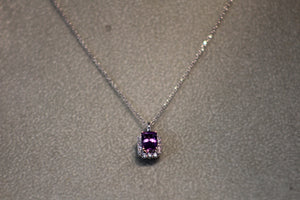 14k White Gold Pendant Semi-Mount for a 6x4 Amethyst with Diamonds