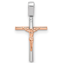 Load image into Gallery viewer, 14k Rose and White Gold Crucifix Pendant
