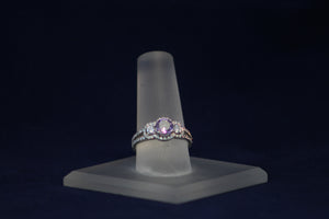 14k White Gold Amethyst and Diamond Ring