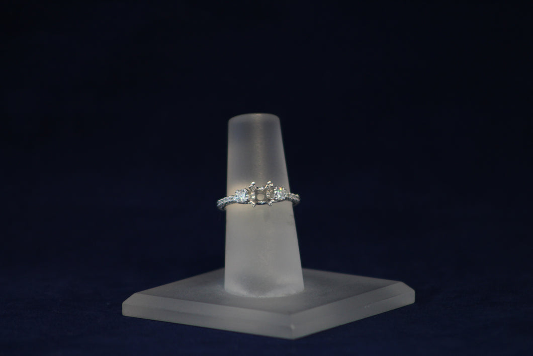 14k White Gold Past, Present, Future Diamond Engagement Ring Remount