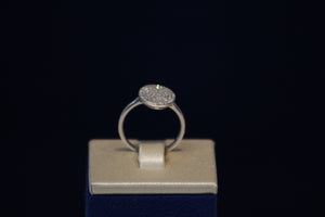 14k White Gold Circle Diamond Cluster Ring