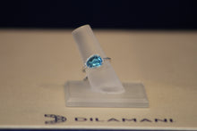 Load image into Gallery viewer, 14k White Gold Bean Shaped Swiss Blue Topaz and Diamond Halo Bean Shaped Ring

