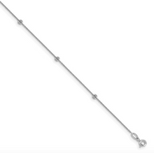 Load image into Gallery viewer, 14k White Gold Beaded Diamond Cut Station 10&quot; Anklet

