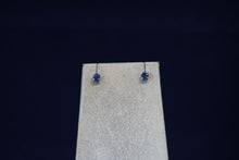 Load image into Gallery viewer, 14k White Gold Round Ceylon Color Sapphire Stud Earrings
