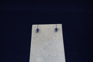 14k White Gold Round Ceylon Color Sapphire Stud Earrings
