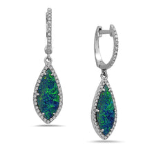 Load image into Gallery viewer, 14k White Gold Black Opal and Diamond Pear Shaped Earrings
