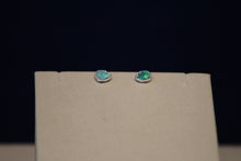 Load image into Gallery viewer, 14k White Gold Black Opal &amp; Diamond Bean Shaped Earrings
