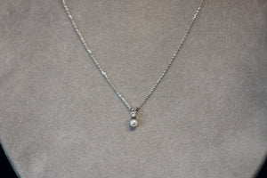 14k White Gold White Akoya 4mm Pearl and Diamond Pendant