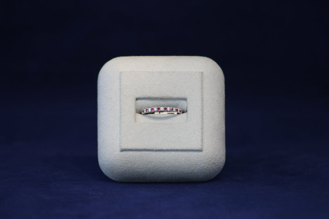 14k White Gold Diamond and Ruby Ring