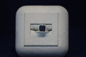 14k White Gold Sapphire and Diamond Cushion Ring