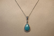 Load image into Gallery viewer, 18k White Gold Turquoise &amp; Diamond Pendant
