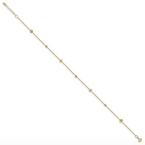 14k Yellow Gold Cube and Sphere Polished Diamond Cut 10" Anklet