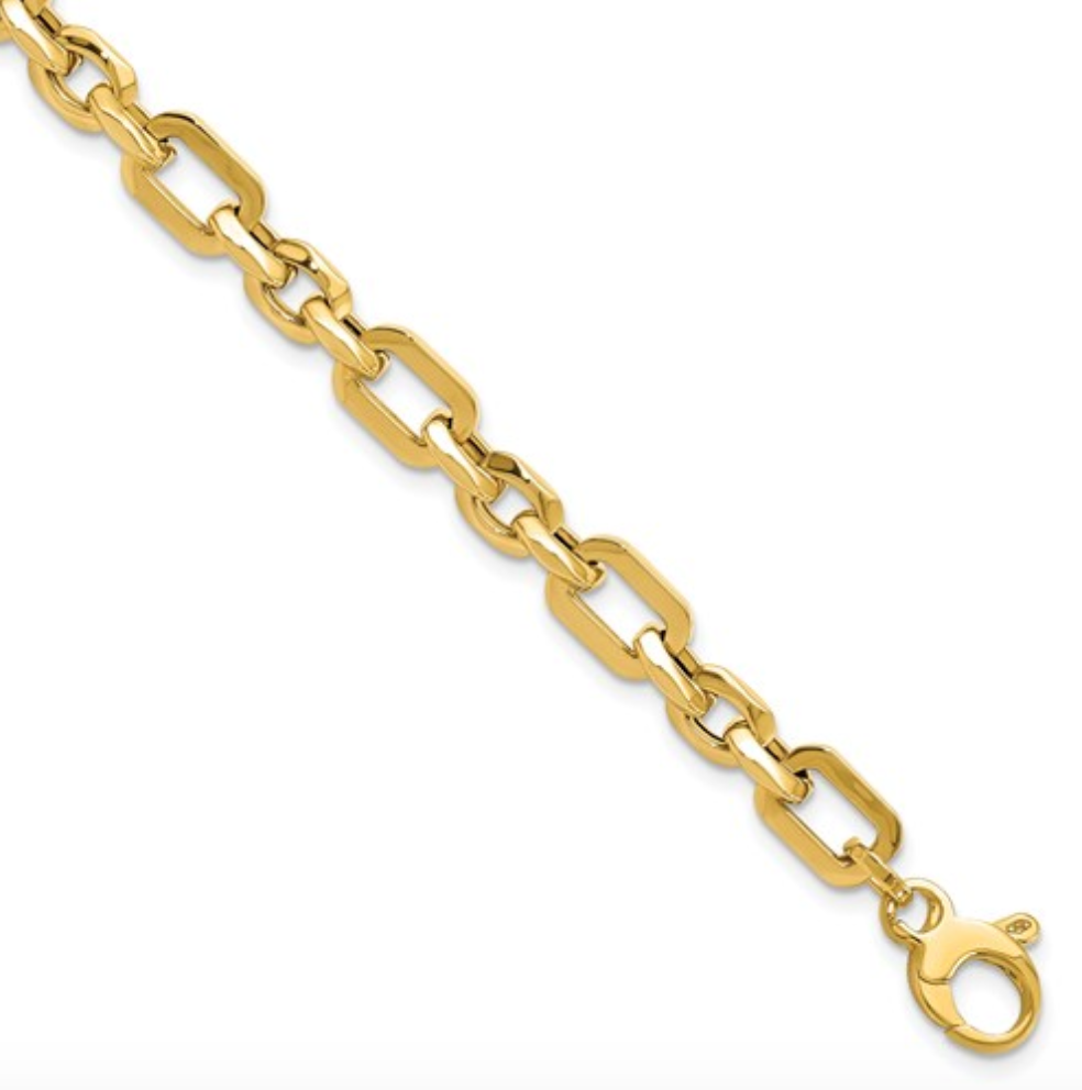 14k Yellow Gold Polished Rectangle Link 7.5