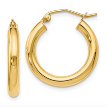 Load image into Gallery viewer, 14k Yelllow Gold Polished 3mm Hoop Earrings
