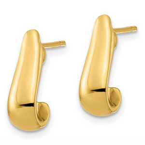 14k Yellow Gold Polished Slightly Curved Post Earrings