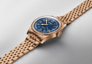 Gents Oris Bronze Tone Big Crown Pointer Date Watch with a Blue Dial