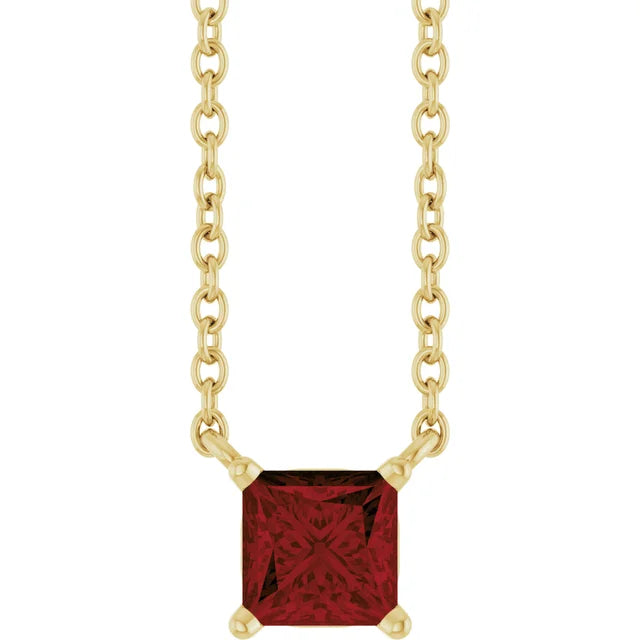 14k Yellow Gold Garnet Necklace