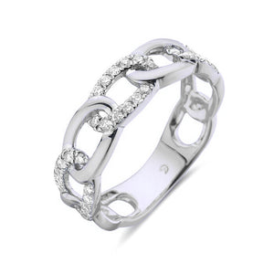 14k White Gold Diamond Link Ring
