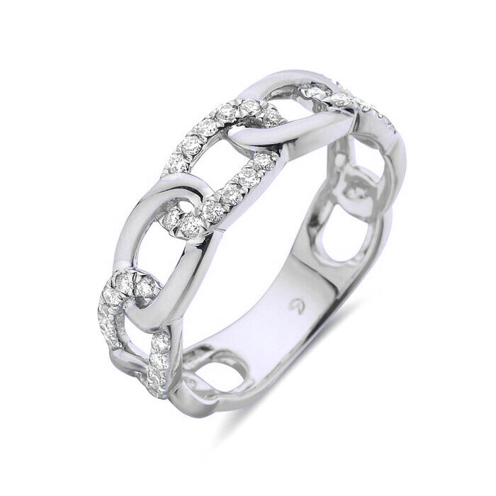 14k White Gold Diamond Link Ring