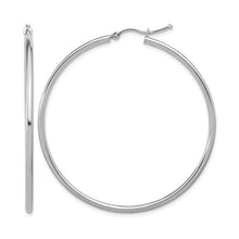 Load image into Gallery viewer, 14k White Gold Large Polished Hoop Earrings
