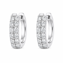 Load image into Gallery viewer, 14k White Gold Two Row Diamond Huggie Earrings
