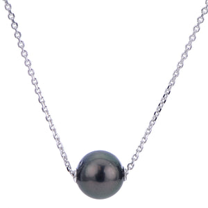 One Ladies Sterling Silver 18"-20" 11mm Tahitian Pearl Movable Necklace