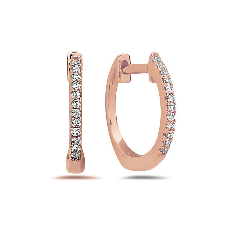 14k Rose Gold Diamond Huggy Earrings