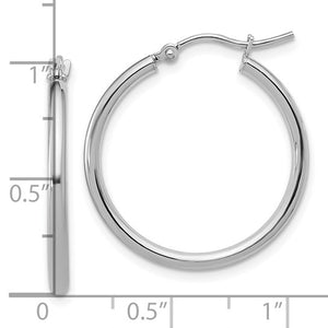 14k White Gold Polished Hoop Earrings