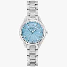 Load image into Gallery viewer, Ladies Stainless Steel Sutton Bulova Watch with a Light Blue Burst Pattern Dial
